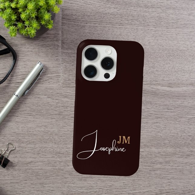 Monogram name black gold Case-Mate iPhone case (Creator Uploaded)