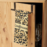 Monogram Name Black Gold Leopard Print Cheetah Tea Towel<br><div class="desc">Monogrammed Black and gold leopard print,  animal print,  cheetah print kitchen towel. See our Black and Gold Leopard print collection for matching products.</div>