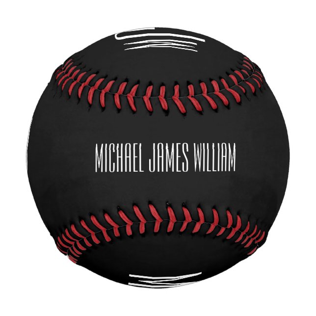 Monogram Name Black Modern Baseball (Front)
