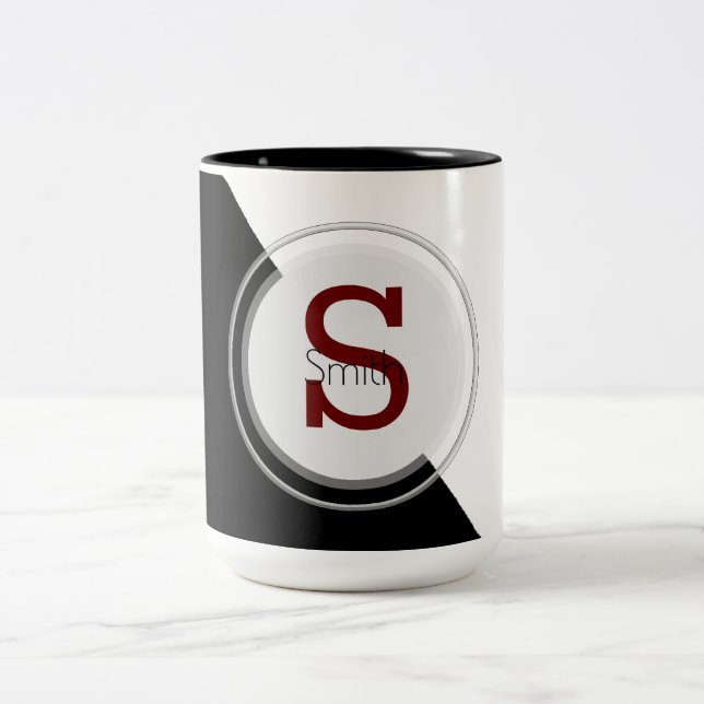 Monogram & Name Block Coffee Mug (Center)