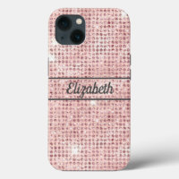 Monogram Name Blush Pink Diamond Studded Trendy