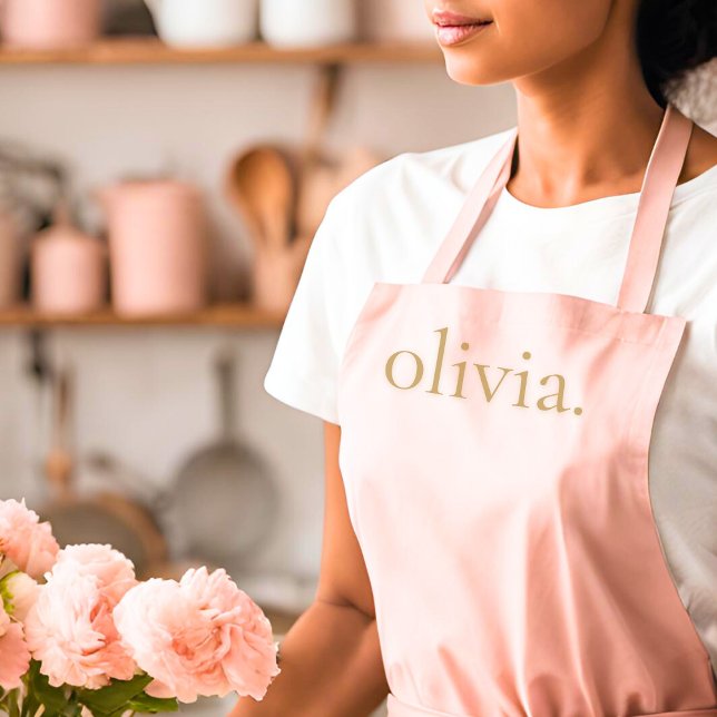 Monogram Name Blush Pink Gold Modern Chic Elegant Apron (Creator Uploaded)