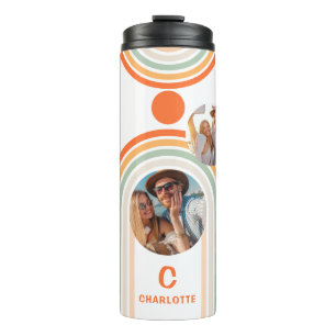 Monogram Name Boho Arch Multi Photo Trendy Girly Thermal Tumbler
