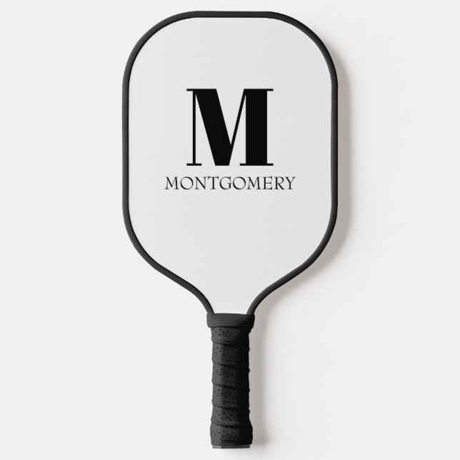 Monogram Name Bold Black Pickleball Paddle (Front)