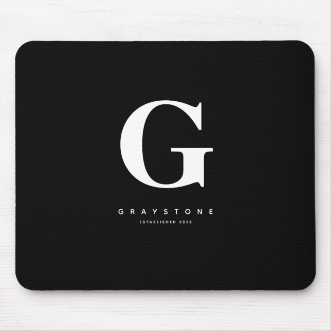 Monogram Name Bold Modern Black  Mouse Mat (Front)