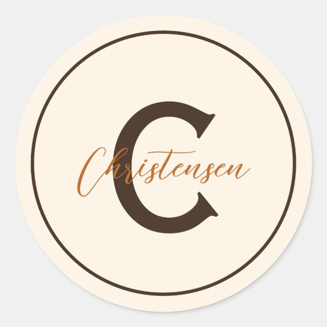 Monogram Name Brown Rust Envelope Seals (Front)