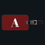 Monogram Name Burgundy Red Gift Favour Custom Luggage Tag<br><div class="desc">Custom name,  initial templates and also personal details like name,  address,  phone number and email all of which you can edit. Designed with attractive solid burgundy red colour background with black white colour texts,  you can change the colours if you wish.</div>