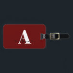 Monogram Name Burgundy Red Gift Favour Custom Luggage Tag<br><div class="desc">Custom name,  initial templates and also personal details like name,  address,  phone number and email all of which you can edit. Designed with attractive solid burgundy red colour background with black white colour texts,  you can change the colours if you wish.</div>