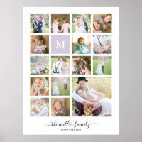 Monogram Name Calligraphy White 16 Photo Collage