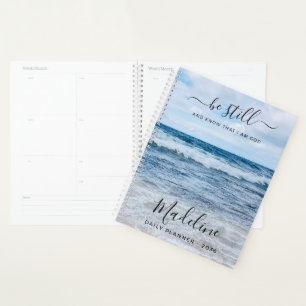 Monogram Name Christian Quote Beach Photo Daily Planner