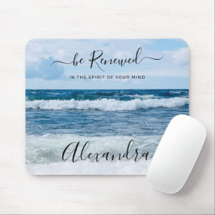 Monogram Name Christian Quote Beach Photo Mouse Mat
