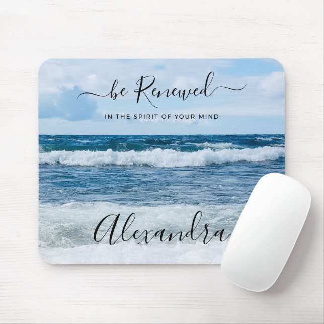 Monogram Name Christian Quote Beach Photo  Mouse Mat (With Mouse)