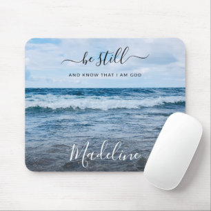 Monogram Name Christian Quote Beach Photo Mouse Mat