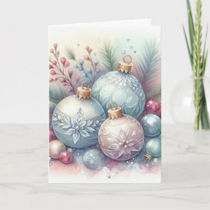Monogram name Christmas tree ornaments watercolor  Card