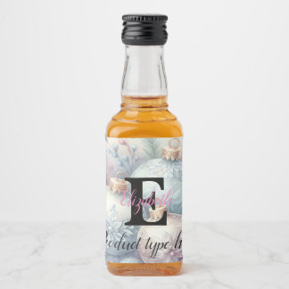 Monogram name Christmas tree ornaments watercolor  Liquor Bottle Label