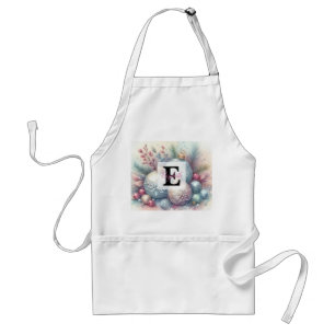 Monogram name Christmas tree ornaments watercolor Standard Apron