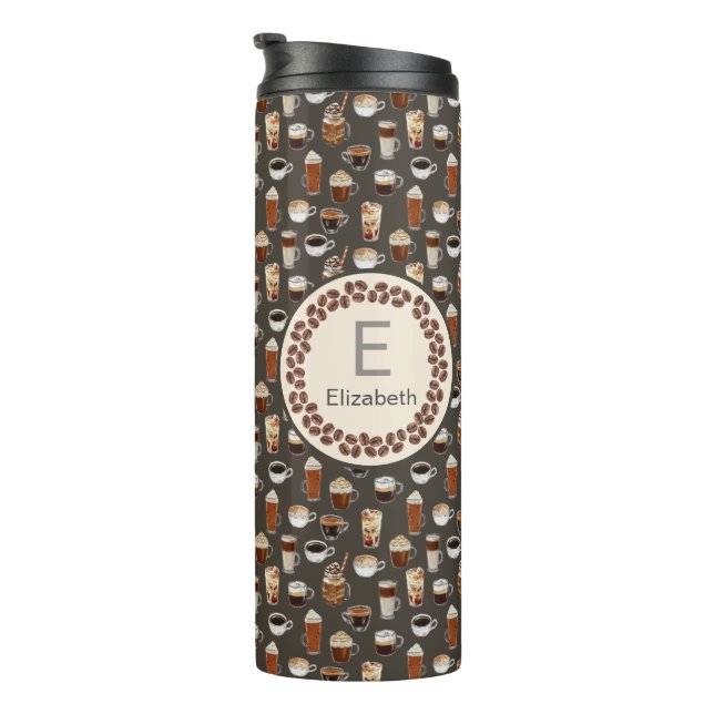 Monogram Name Coffee Lover Thermal Tumbler (Rotated Right)