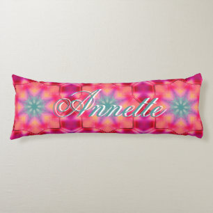 Monogram Name Colourful Blue Star Pattern   Body Cushion