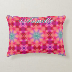 Monogram Name Colourful Blue Star Pattern Decorative Cushion