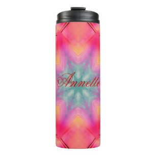 Monogram Name Colourful Blue Star Pattern Thermal Tumbler