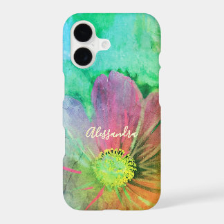 Monogram Name Colourful Watercolor Flower Botanica
