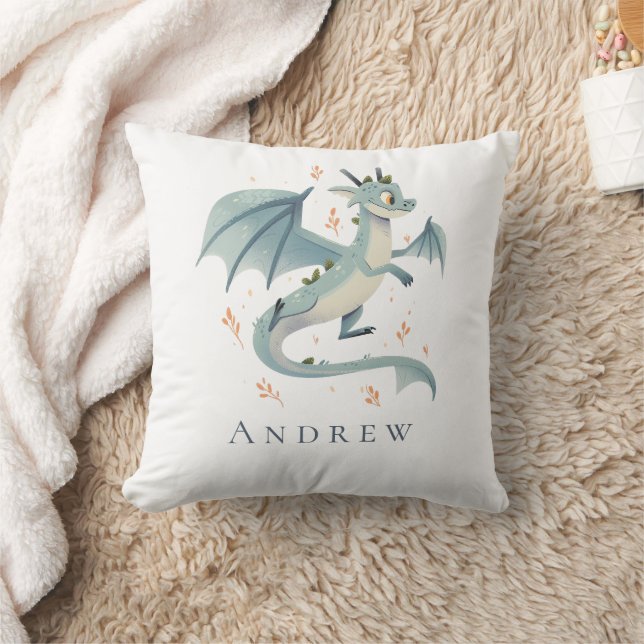 Monogram Name Dragon Boys Bedroom Nursery Cushion (Blanket)