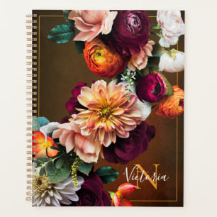 Monogram Name Elegant Floral Botanical Rustic Planner