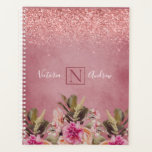 Monogram Name Elegant Floral Rustic Wedding Planner<br><div class="desc">Gorgeous floral botanical rustic background 3 ring binder. Add your names and wedding date for an elegant look to make this beautiful binder your own.  Glitter adds a beautiful accent to this wedding planner.</div>