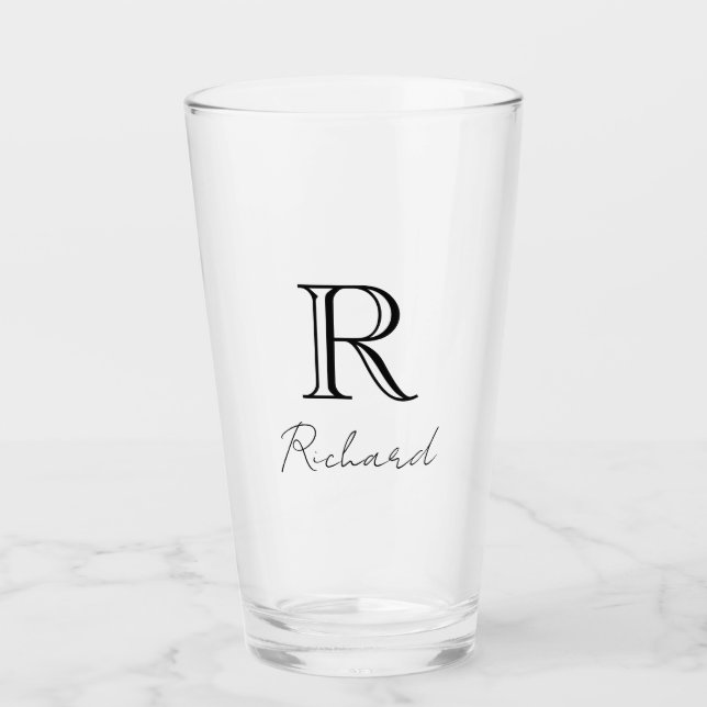 Monogram name elegant glass (Front)