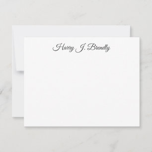Monogram Name Elegant Minimal Flat Note Card