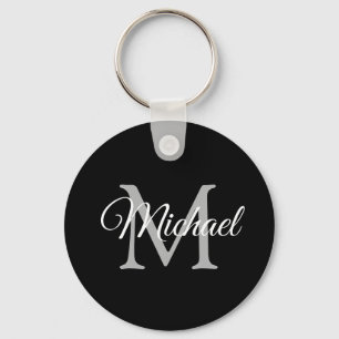 Monogram Name Elegant Modern Template Circle Key Ring
