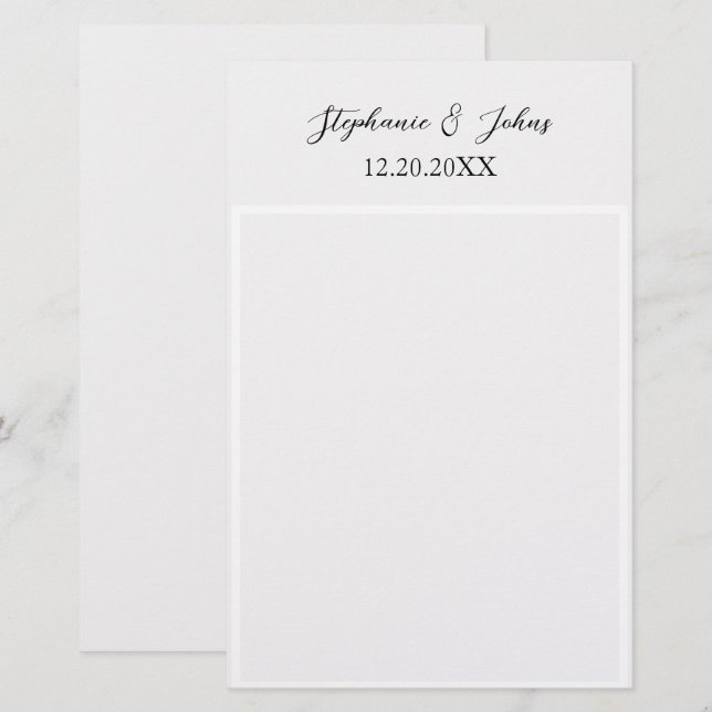 Monogram Name Elegant Simple Minimal Wedding Stationery (Front/Back)
