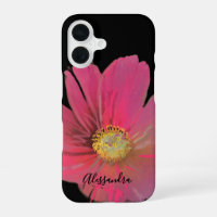 Monogram Name Floral Watercolor Black Red Elegant