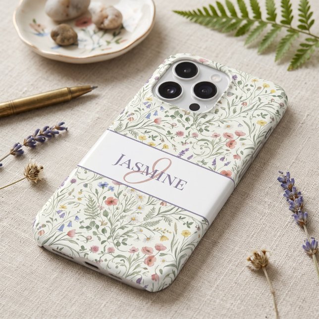 Monogram Name Floral Wildflower Boho Lavender Chic (Creator Uploaded)