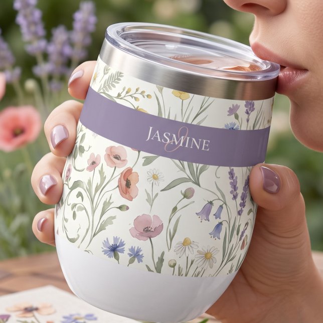 Monogram Name Floral Wildflower Boho Lavender Chic (Creator Uploaded)