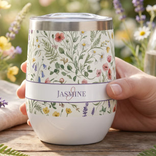 Monogram Name Floral Wildflower Boho Lavender Chic