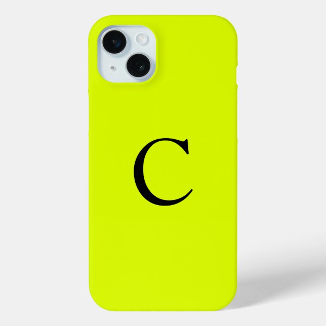 Monogram Name Fluorescent Chartreuse Yellow Neon Case-Mate iPhone Case (Back)