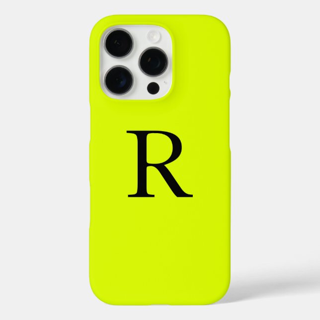 Monogram Name Fluorescent Chartreuse Yellow Neon Case-Mate iPhone Case (Back)