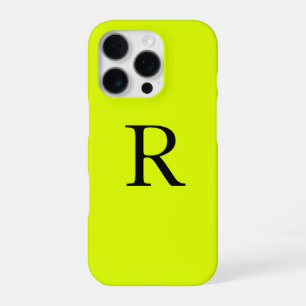Monogram Name Fluorescent Chartreuse Yellow Neon iPhone 16 Pro Case