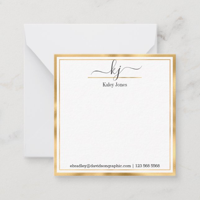 Monogram Name | From The Desk Of Note Card (Front)