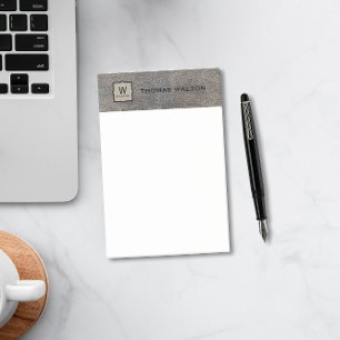 Monogram Name Genuine Cowhide Leather Look Post-it Notes