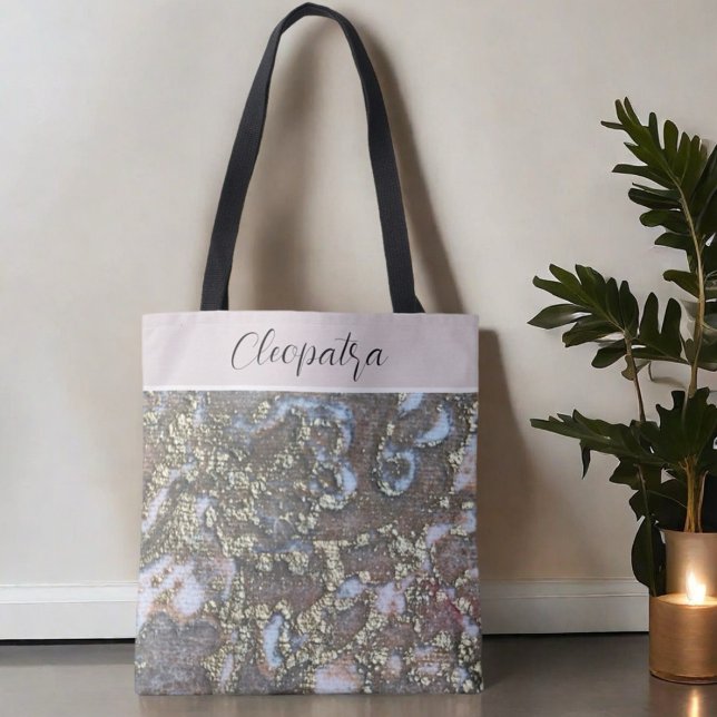 Monogram name gold blush white floral calligraphy  tote bag (Creator Uploaded)