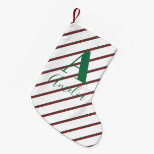 Monogram Name Green and Red Small Christmas Stocking