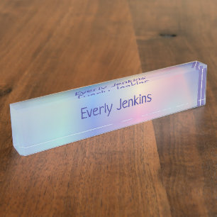 monogram name hologram style nameplate