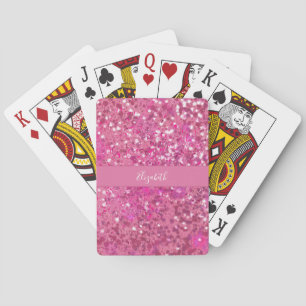Monogram Name Hot Pink Glitter Sparkle Playing Cards