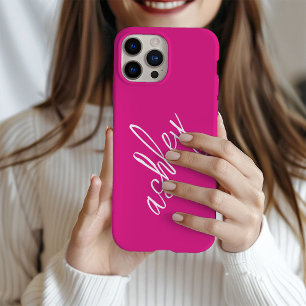 Monogram Name Hot Pink Modern  iPhone 16 Pro Case