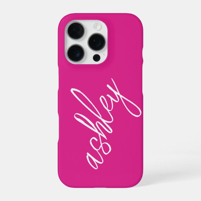 Monogram Name Hot Pink Modern  iPhone Case (Back)