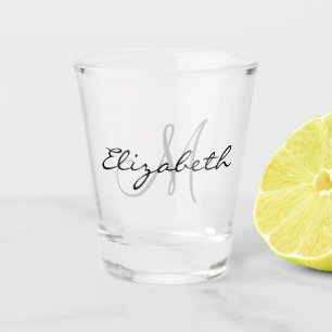  Monogram  Name Initial Calligraphy  Shot Glass