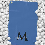 Monogram Name Initial Elegant Royal Blue Golf Towel<br><div class="desc">Elevate your golf accessories with this Custom Royal Blue Monogram Golf Towel – a sleek blend of timeless sophistication and modern minimalist design. Featuring a bold black single initial overlaid with a personalised name in crisp white serif font, this towel makes a refined statement on or off the green. Crafted...</div>