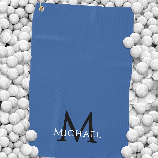 Monogram Name Initial Elegant Royal Blue Golf Towel (Creator Uploaded)